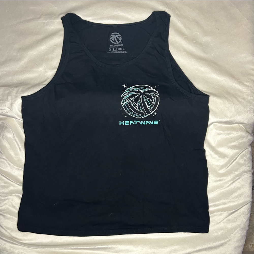 Heat wave visual men’s tank top size XL black used great condition white decal - Picture 7 of 7